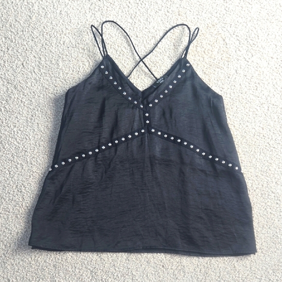 VICI Collection Black Satin Studded Women's Top Small - Picture 1 of 15